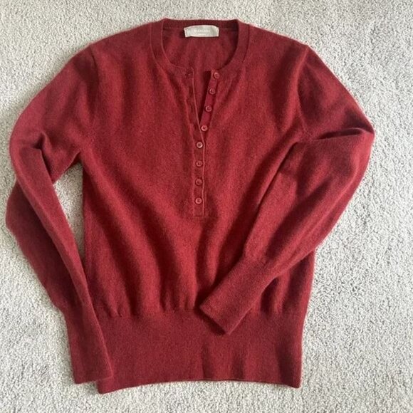 Everlane The Cashmere Henley Slim, Carmine (S) - Picture 8 of 10